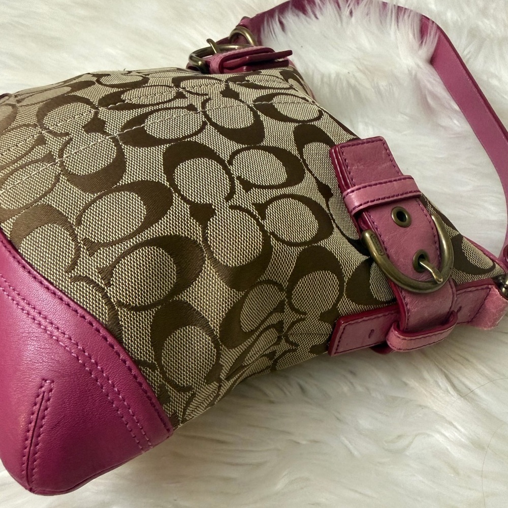 Coach Pink and Brown Signature Shoulder Bag - Picture 5 of 12